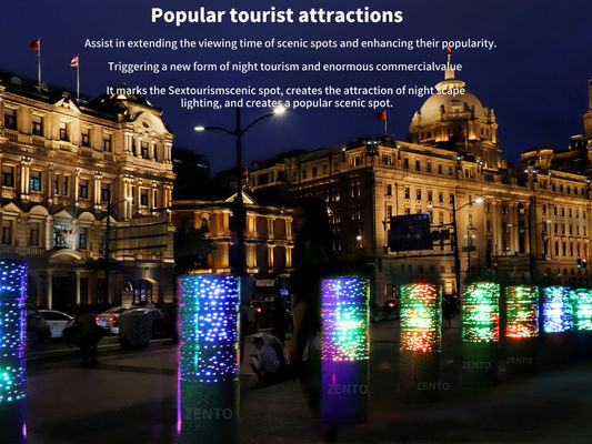ZENTO Led Anti-Collision Stone Bollard Driveway Road Blocker Lichtend Obstakelbal Buitenwachtkolom Met Patroon Shining