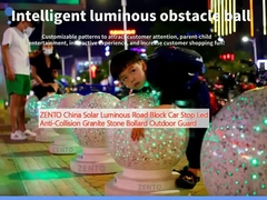 ZENTO China Solar Luminous Road Block Car Stop Led Anti-Collision Granite Stone Bollard Buitenwacht